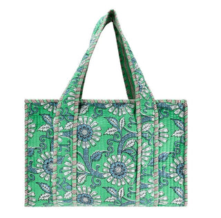 100% Cotton Block Print Quilted Tote Bag