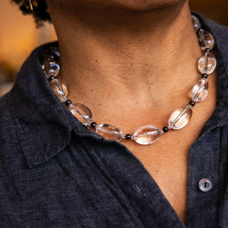 Crystal Quartz and Garnet Necklace