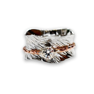 Cubic Zirconia Sterling Silver Spinner Ring