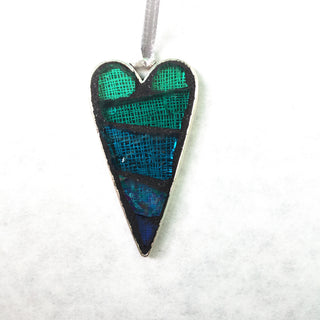 Glass Mosaic Heart Ornament, 2", Hand-Made