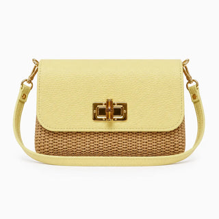 Leather Bamboo Clasp & Raffia Crossbody Bag