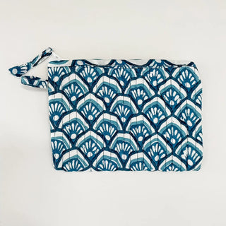 Mosaic Blue Block Print Mini Pouch