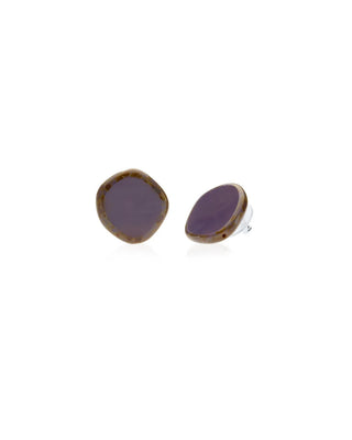 Purple Circle Glass Beaded Large Stud Earrings