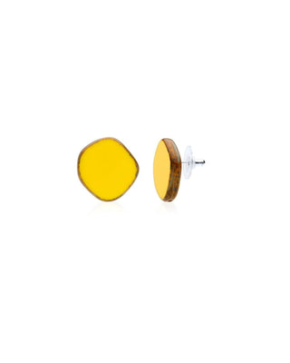 Yellow Circle Glass Beaded Large Stud Earrings