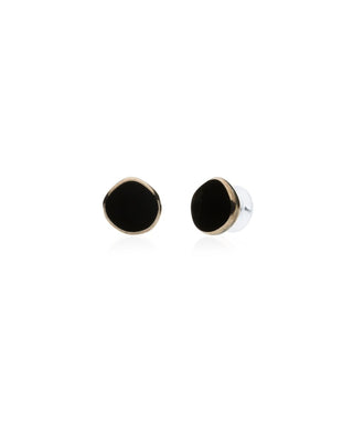 Black Circle Glass Beaded Small Stud Earrings