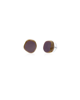Purple Circle Glass Beaded Small Stud Earrings