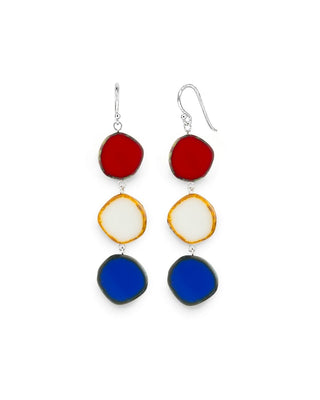 Red White & Blue Full Circle Triple Circle Earrings