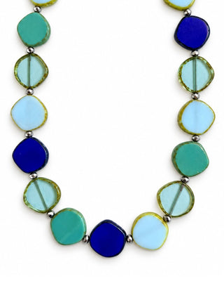 Ocean Mix Beaded Necklace, Large Circle Glass Beaded Necklace