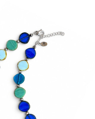 Ocean Mix Beaded Necklace, Small Circle Glass Beaded Necklace