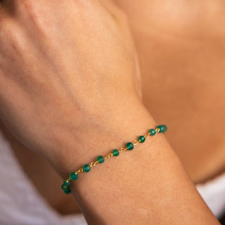 Beaded Gemstone Gold Chain Bracelet