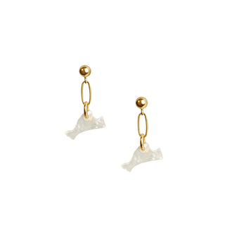 Mother of Pearl Paperclip Chain Martha's Vineyard Post Earrings