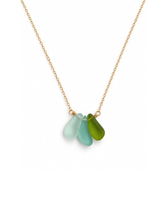 Green Seaglass Three Petal Necklace