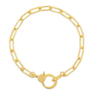 Gold Vermeil Paperclip Chain Charm Holder Bracelet