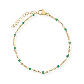 Green Enamel Dotted Gold Bracelet