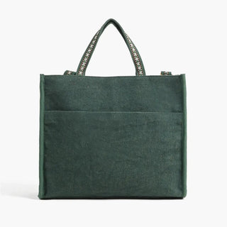 Embellished Handbag, Evergreen Monstera