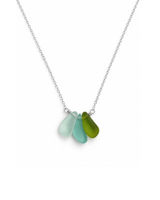 Green Seaglass Three Petal Necklace