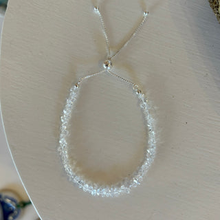 Rough Cut Herkimer Diamond Gemstone Slide Bracelet