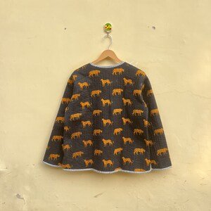 Black Block Printed Cheetah Reversible Handmade Quilted Jacket