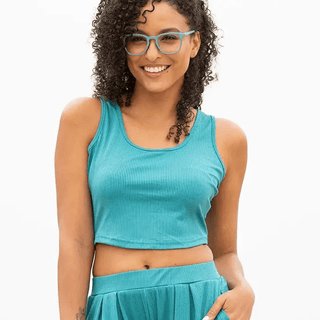 Turquoise Square Blue Light Filtering Eyeglass Readers