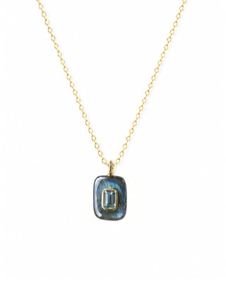 Labradorite Pendant with Blue Topaz, One-of-a-Kind