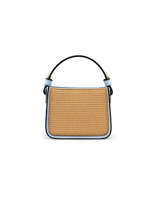 Structured Raffia and Italian Leather Top Handle Bag