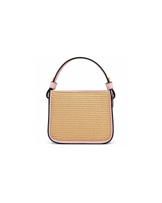 Structured Raffia and Italian Leather Top Handle Bag