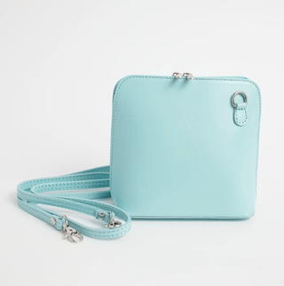 Periwinkle Mini Structured Italian Leather Crossbody Bag