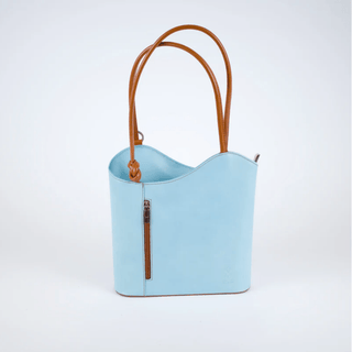 Periwinkle Leather Convertible Backpack & Tote Bag, Italian Leather Handbag