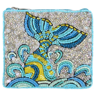 Mermaid & Ocean Wave Beaded Coin Pouch
