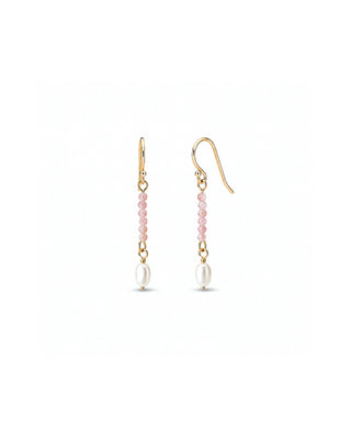 Mini Pink Opal & Pearl Earrings