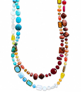Rainbow Gemstone Medley, Convertible Necklace/Bracelet, 44"