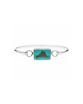 Martha's Vineyard Summer Bangle Bracelet, Sterling Silver with Turquoise Glass Tile