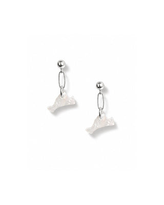 Martha's Vineyard Island sterling silver post earrings on white background