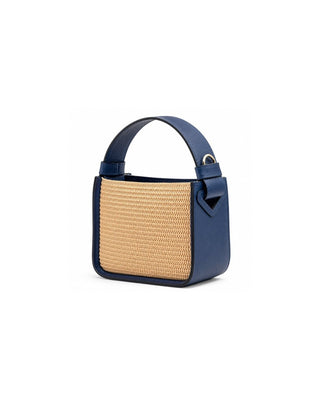 Structured Raffia and Italian Leather Top Handle Bag