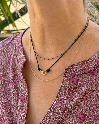Navy Knotted Charm Holder Necklace