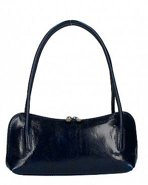 Dark Navy leather handbag on a white background  