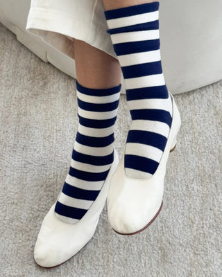 Wide Striped Simple Cotton Ankle Sock