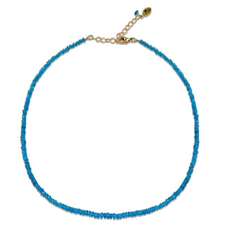 Neon apatite blue gemstone necklace finished with gold fill 