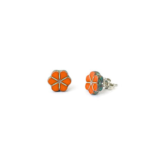 Orange Tiny Daisy Sterling Silver Stud Earrings