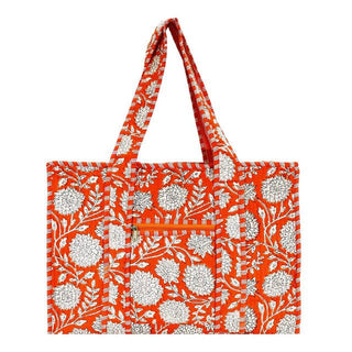 100% Cotton Block Print Quilted Tote Bag
