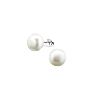 Freshwater Pearl Stud Earrings, Large, 10mm, Sterling Silver