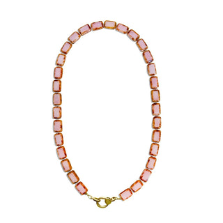 Pink Glass Beaded Charm Holder Necklace