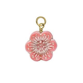 Pink Wild Rose Flower Beaded Charm