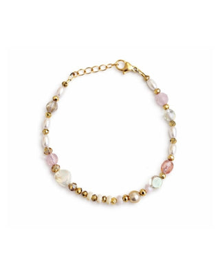 Pink Sweetheart Mini Medley Bracelet, with Tiny Pearls and a Shell Heart
