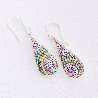 Mosaic Crystal Earrings, Elongated Teardrop, Large