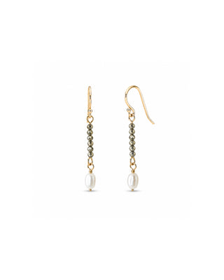 Mini Pyrite & Pearl Earrings