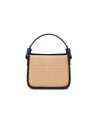 Structured Raffia and Italian Leather Top Handle Bag