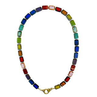 Rainbow Order Glass Beaded Charm Holder Necklace