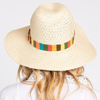 Natural Straw Summer Rainbow Brim Hat