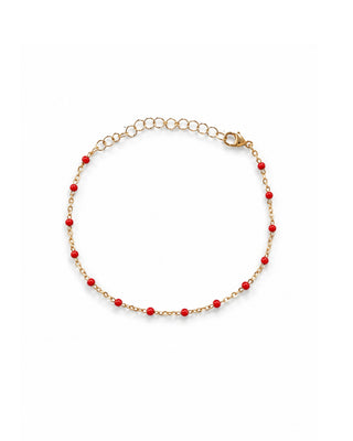 Red Enamel Dotted Gold Bracelet